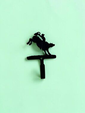 Wrought Iron Rodeo Bull Rider Wall Hook Small 3.5" (Made in USA)